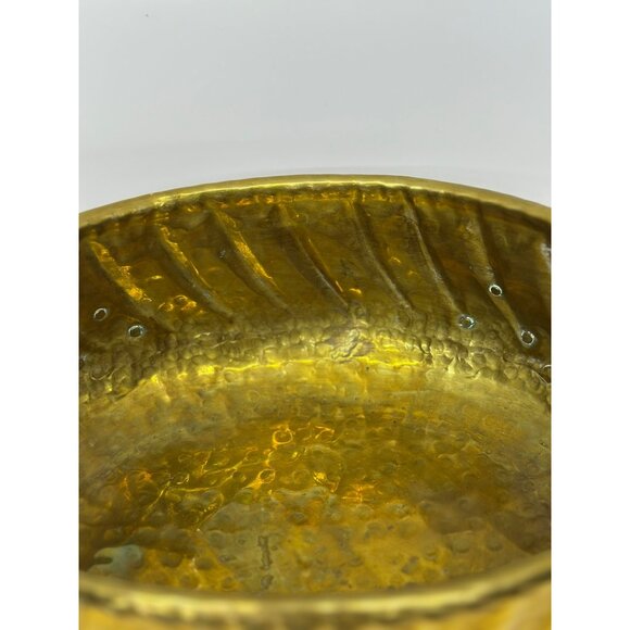 VTG PLANTER Bowl Brass Footed Grape Design Handles Oblong MCM Gold - Picture 3 of 8